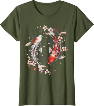 Cherry Blossom Koi Carp Fish Japanese Sakura Graphic Art