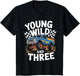 Kids 3rd Birthday Monster Truck Young Wild and Three 3 Year Old