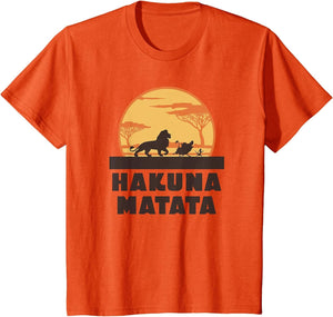 Disney The Lion King Hakuna Matata Crew Sideview Silhouettes , Youth, Orange, Medium