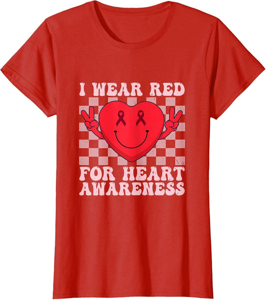 I Wear Red for Heart Disease Awareness CHD Survivor Groovy