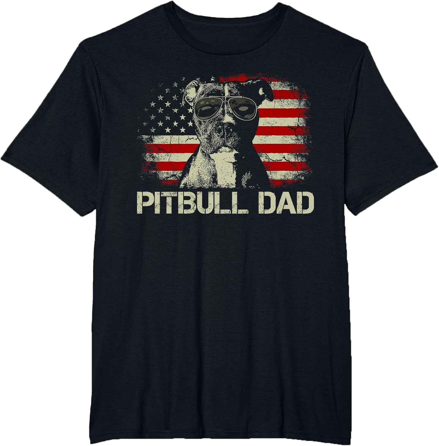 Best Pitbull Dad Ever Shirt Us Flag Vintage Fathers Day