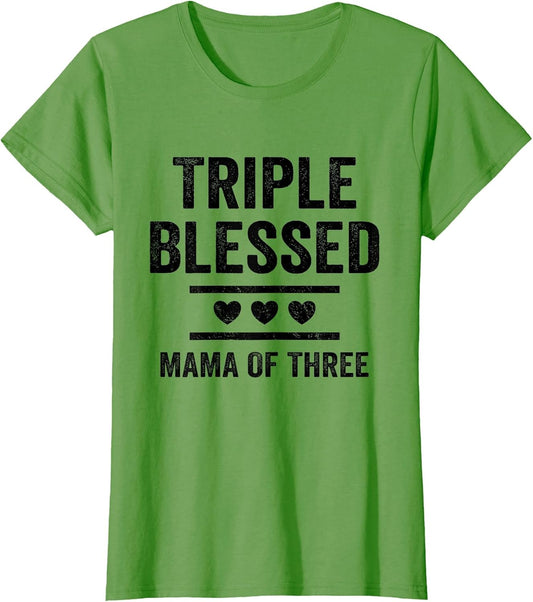Triple Blessed Mama of Three Boys Girls Kids Blessed Mom