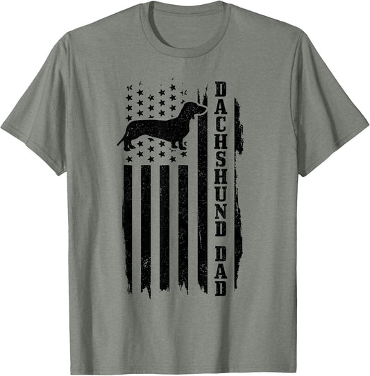 Dachshund Dad Vintage American Flag