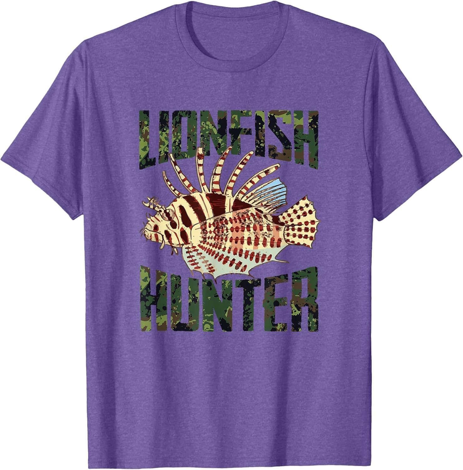 Lionfish Hunter in Green Camo Font with Lionfish Design Cool
