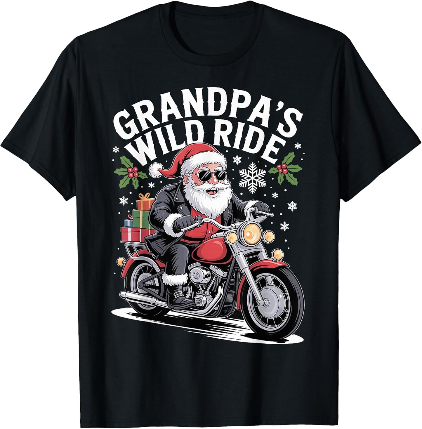 Funny Grandpa's Biker Ride Christmas Motorcycle Santa Bike