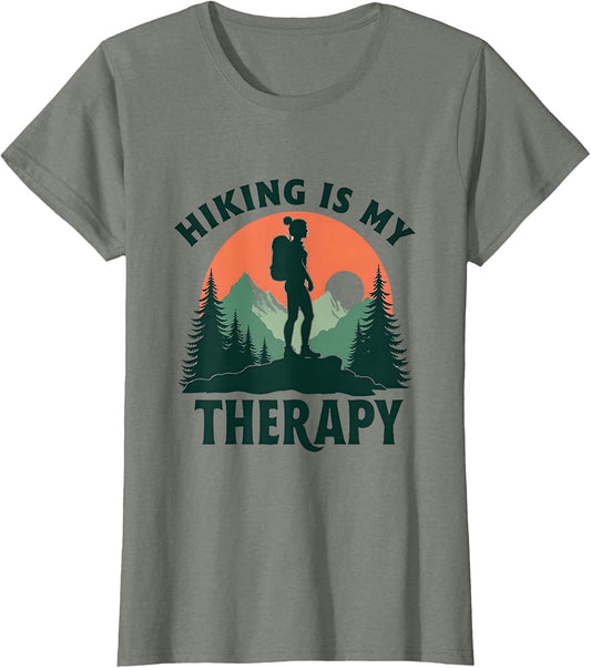 Hiking Is My Therapy Women Outdoors Design