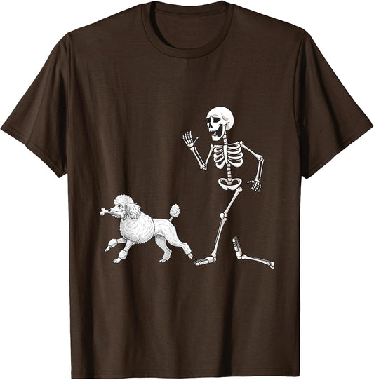 Funny Halloween Poodle and Skeleton