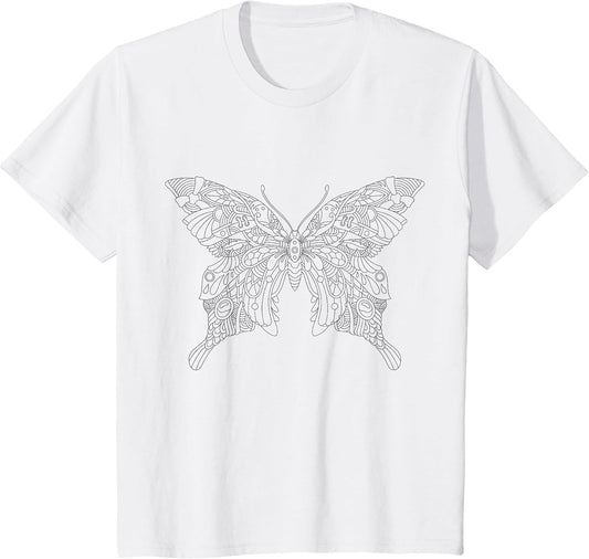 Butterfly Mandala for Children to Paint and Color in