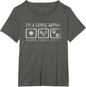 Sports Lover I'm A Simple Woman Sunshine Tennis Dogs