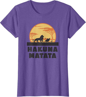 Disney The Lion King Hakuna Matata Crew Sideview Silhouettes , Women, Purple Heather, X-Small