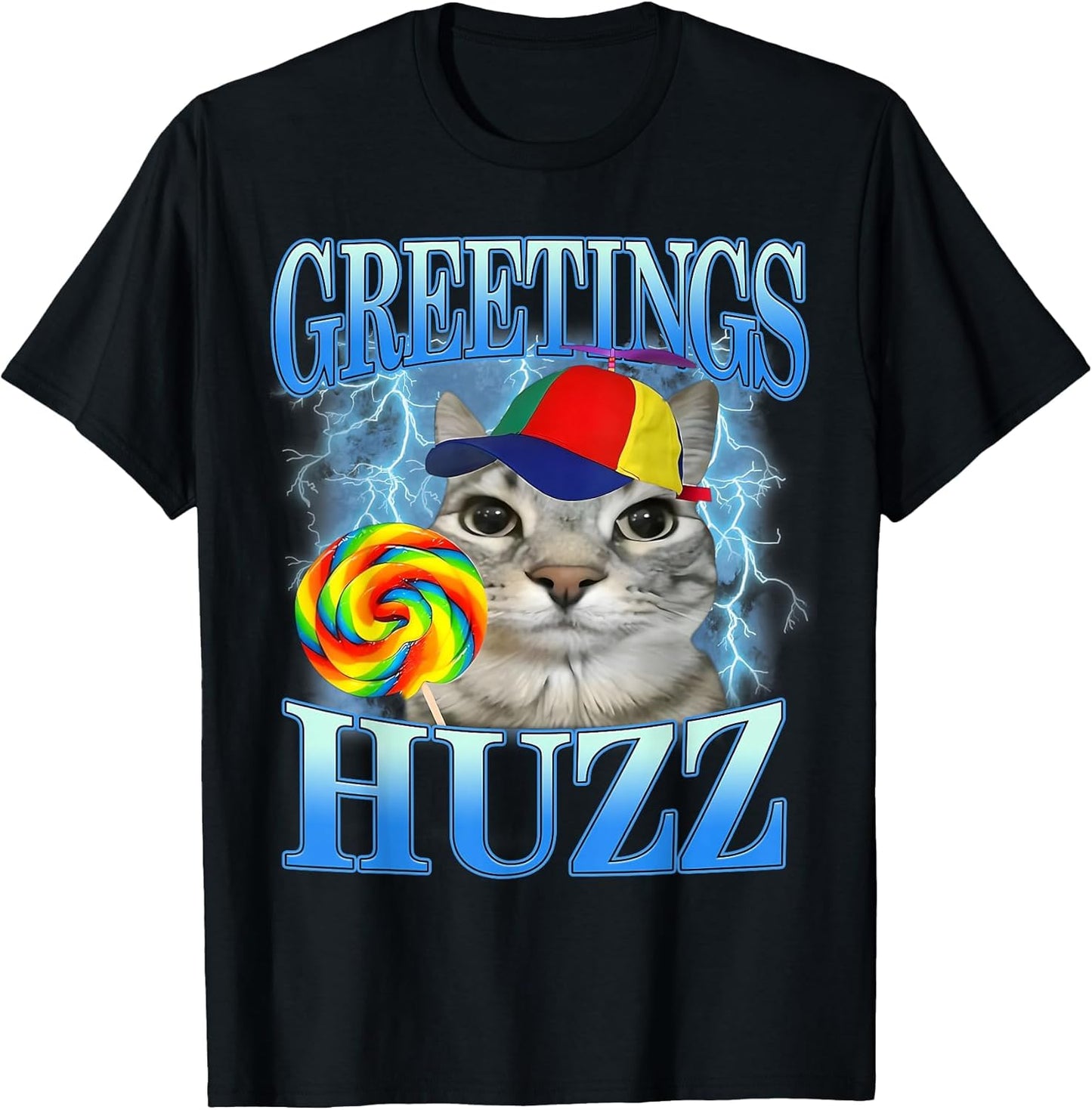 Greetings Huzz Cat Meme Funny Lightning Candy Pet Enthusiast