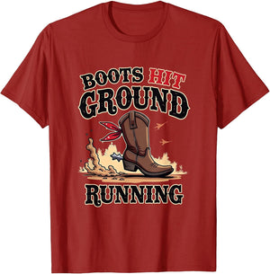 Boots Hit Ground Running Cowboy Design