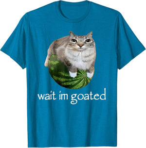 Wait I'm Goated Cat Meme Funny Watermelon Silly Cat Humor