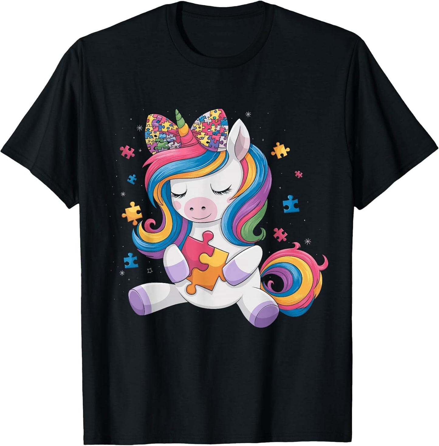 Cute Autism Awareness Toddler Girl Bow Unicorn Puzzle Piece