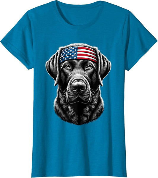 Black Labrador Patriotic Lab 4th of July USA American Flag