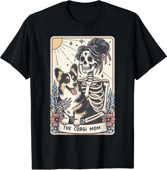 Vintage The Corgi Mom Tarot Card Skeleton Spooky Halloween