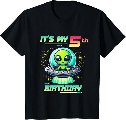 Kids It's My 5th Birthday Alien Theme UFO Space