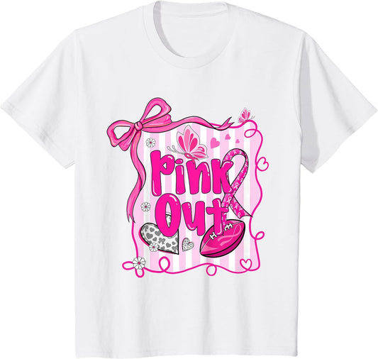 Breast Cancer Ribbon Pink Out Awareness Women Girls Kid