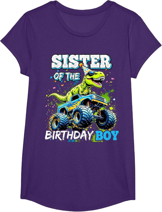 Sister of The Birthday Boy Monster Truck Dinosaur Party