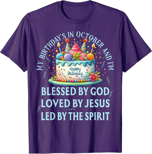 Blessed by God October Happy Birthday Cake