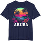 Aruba Vintage Souvenir Hibiscus Flowers Surfer Beach