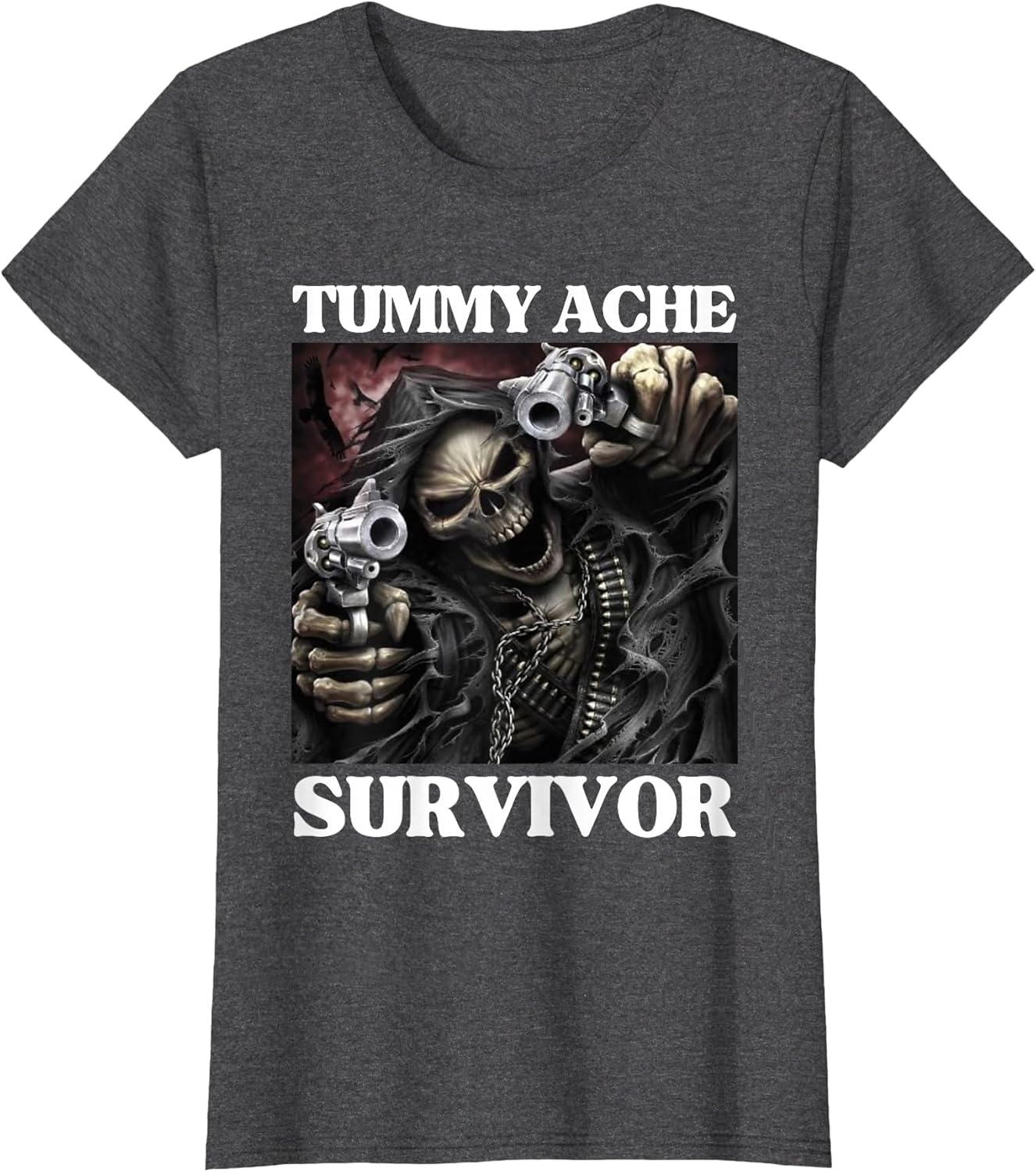 Tummy Ache Survivor Funny Cool Edgy Hard Skeleton Meme