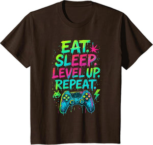 Eat Sleep Level Up Repeat Funny Gamer Video Game