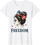 USA Flag Bow Messy Bun Girls Freedom American Flag Patriotic