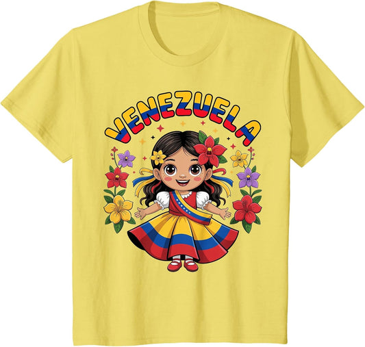 Cute Venezuela Girl Traditional Dress Colorful Art Kids