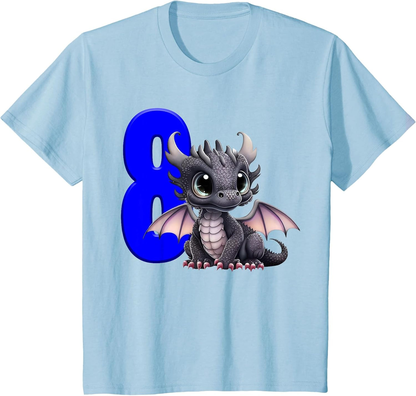 8th Birthday Shirt Dragon Party Birthday Boy Blue Eight 8