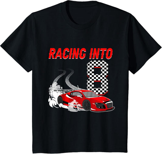 Racing Into 8th Birthday Race Car 8 Year Old Toddler Boy