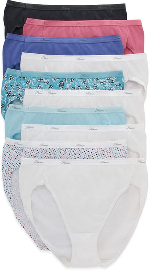 Hanes Women's Underwear Pack, 10-Pack, Full-Coverage Cotton Blend Panties, Moisture-Wicking Underwear