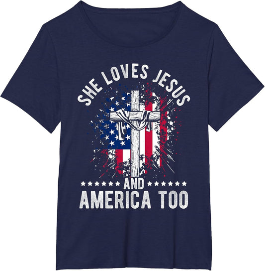 SHE Loves Jesus and America Too Patriotic Faith Patriot Amer