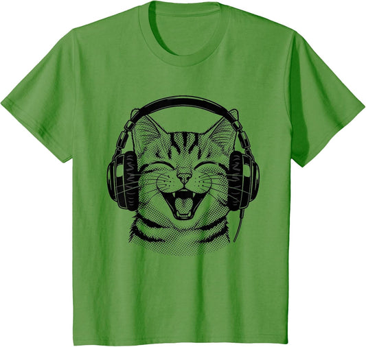 Cute Headphones Cat Funny Silly Music Cat Lover