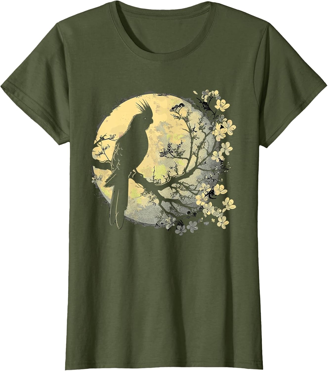 Cockatiel Parrot Lliebhaber Bird Moon and Flowers