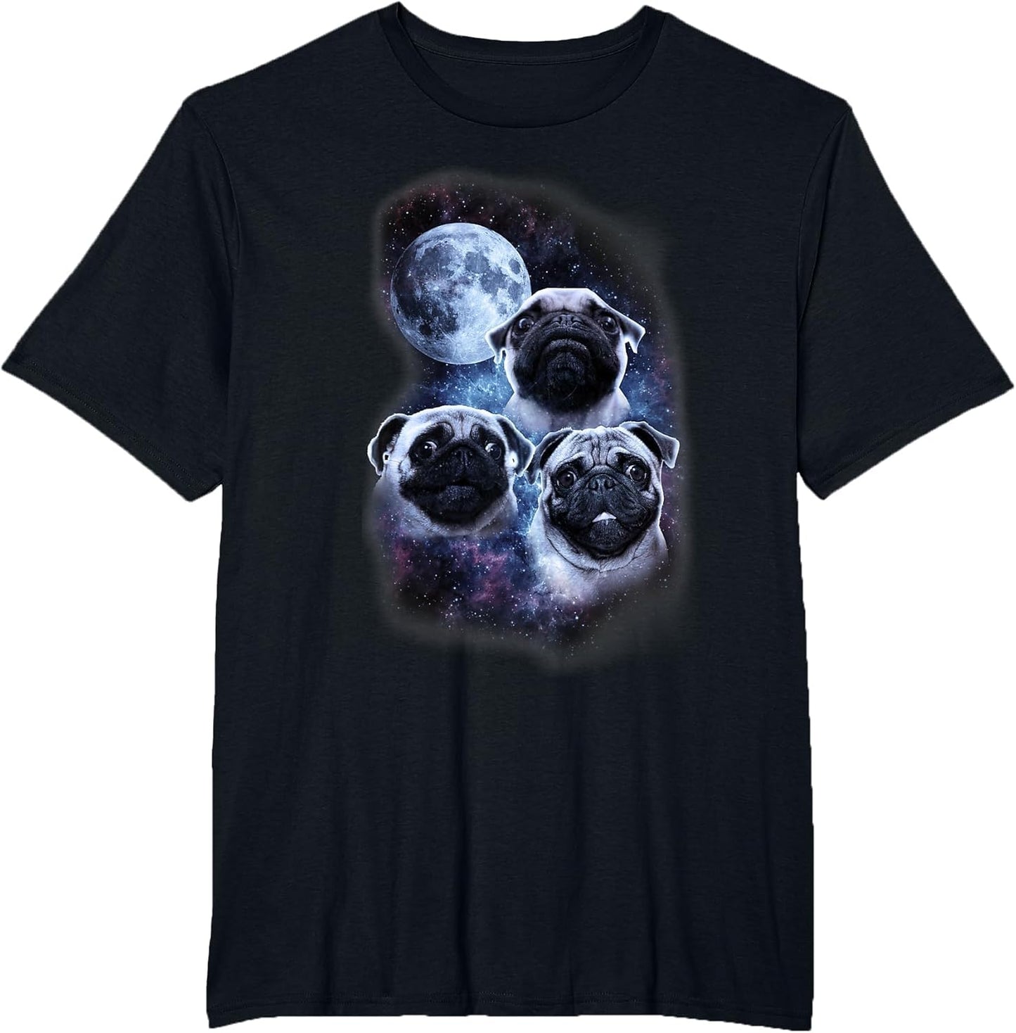 Cute Pug Design in Space, Full Moon, Stars, Milky Way