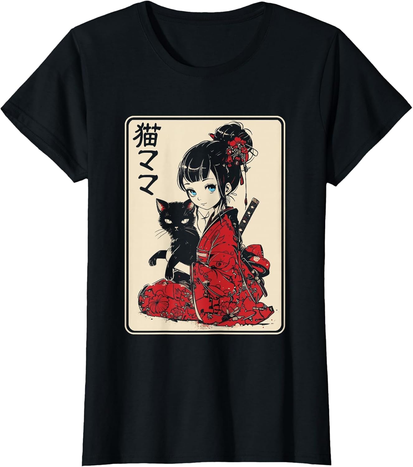Japanese Gothic Kawaii Anime Samurai Cat Mom Woman Girls