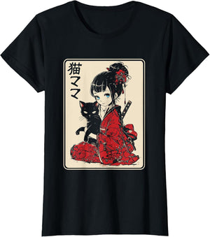 Japanese Gothic Kawaii Anime Samurai Cat Mom Woman Girls