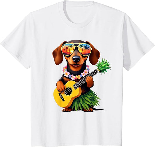 Hawaiian Dachshund Dog & Pineapple Ukulele Summer Vacation