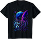 Funny Astronaut and Squid in Underwater Space with Full Moon