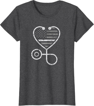 Corrections Nurse Thin Grey Line Heart Flag