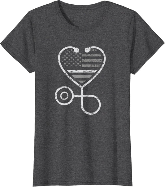 Corrections Nurse Thin Grey Line Heart Flag