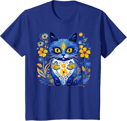 Ukraine Cat Floral Vintage Ukrainian Flag Vyshyvanka Style
