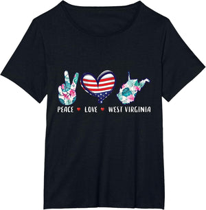 Peace Love West Virginia Flag Grown Souvenirs Women