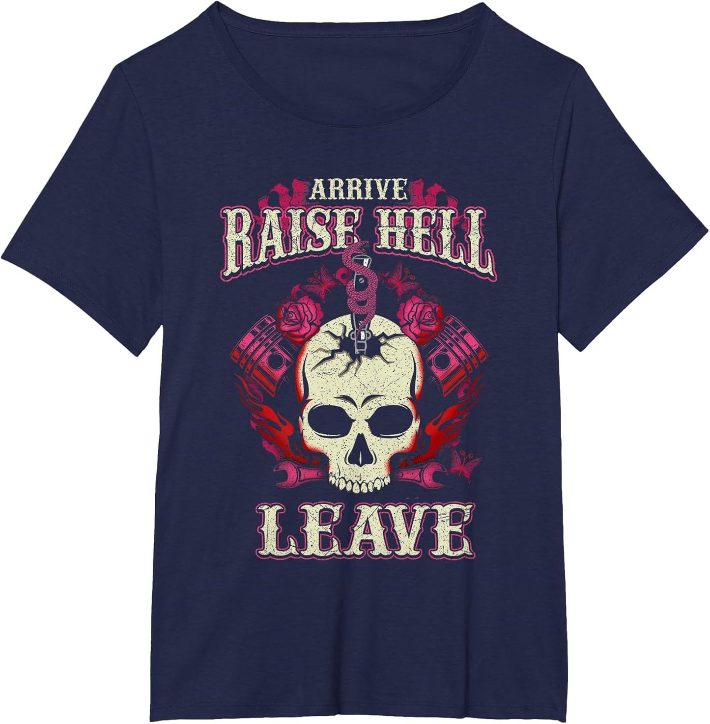 Arrive Raise Hell Leave Biker Bitch Shirt Women Motorcycle