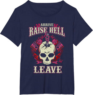 Arrive Raise Hell Leave Biker Bitch Shirt Women Motorcycle