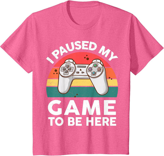 Funny I Paused My Video Game to Be Here Kids Youth Boy Gamer