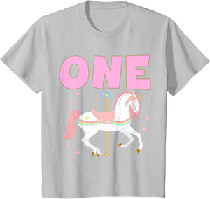 Kids Carousel Party First Birthday Baby Girl One Year Old Unicorn