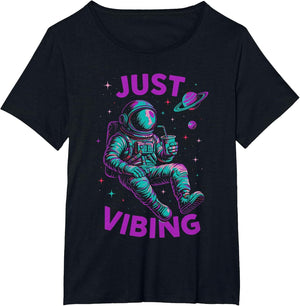 Astronaut Purple and Teal Shirts, Galaxy Just Vibing
