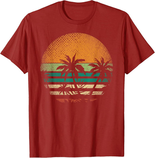 Sunset Beach Palm Trees Summer Vibes Retro Tropical Summer